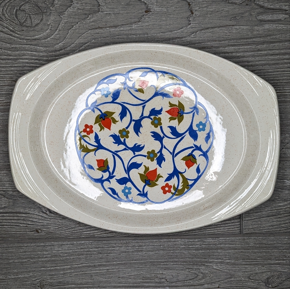 Brendon Erin stone heatherbell serving tray plate platter 70s retro floral